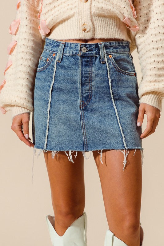 Women’s Frayed Denim Skirt