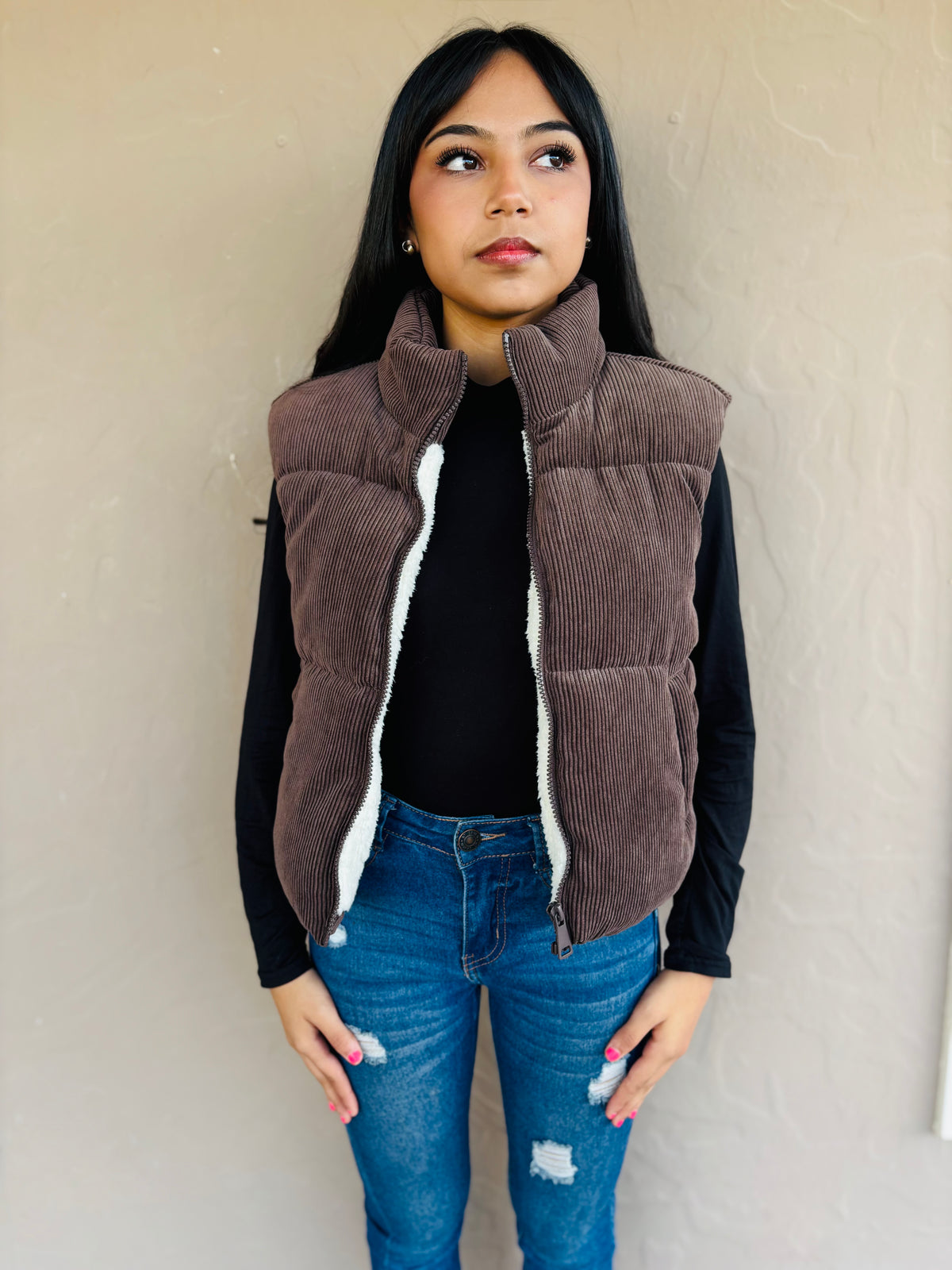 Brown Puff Vest