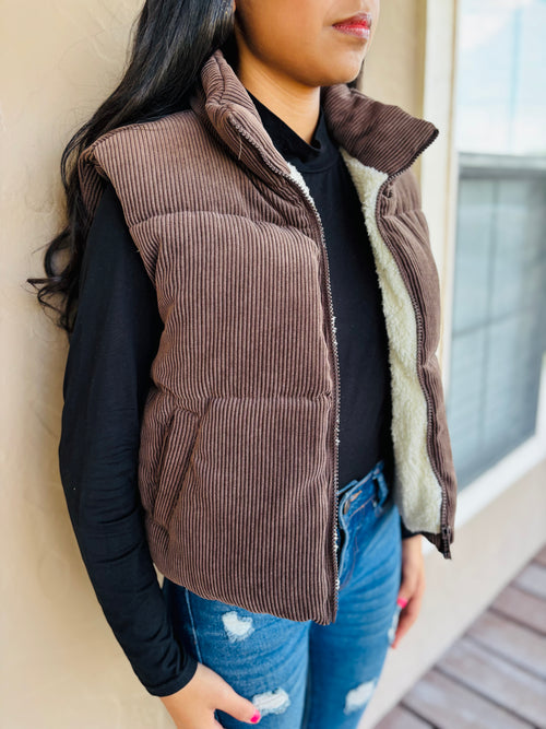 Brown Puff Vest